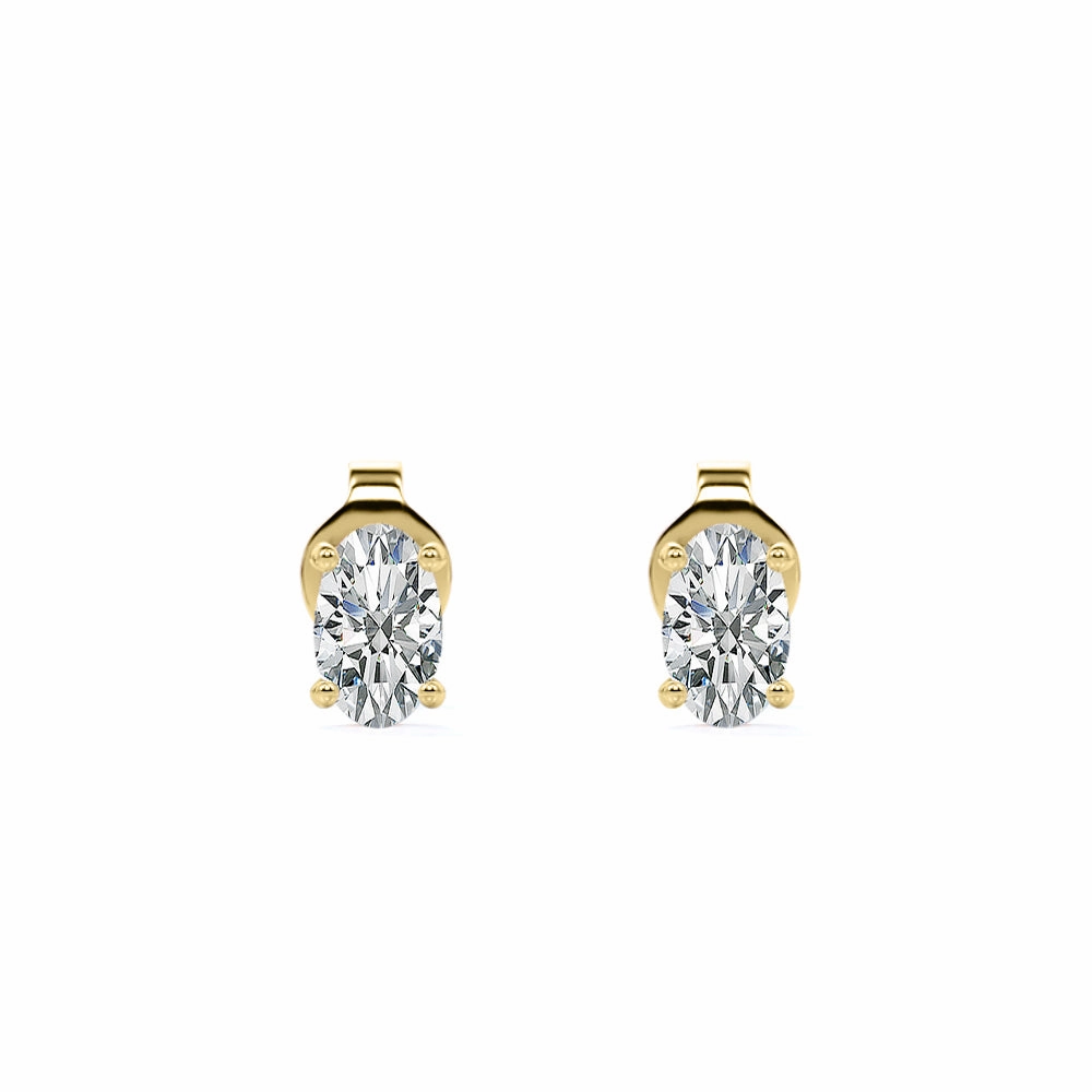 0.20 Carat Ovate Diamond - 4 Prong Solitaire Stud Earrings - 18K White Gold Plating Over Silver Luxurious Must-Have Cute Ornament