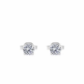 0.20 Carat Round Diamond - 4 Prong Solitaire Stud Earrings - 18K White Gold Plating Over Silver sophisticated appearance Attractive Adornment