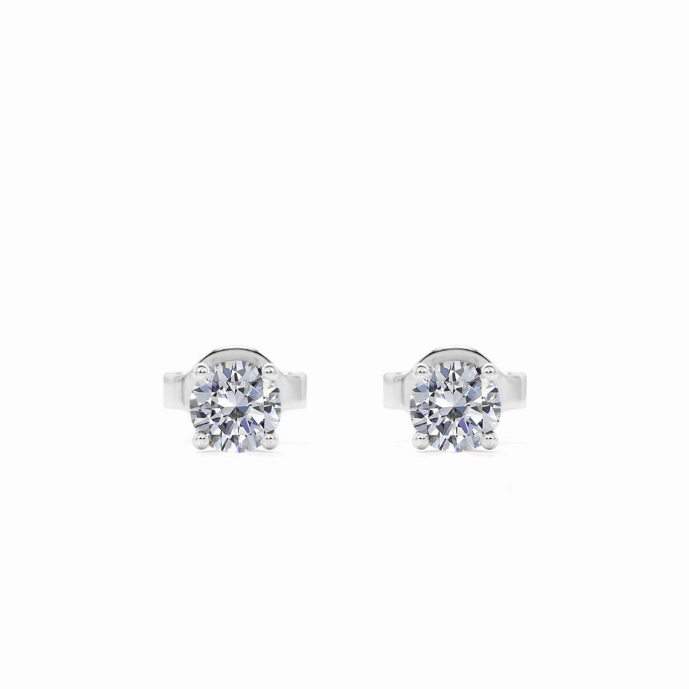 0.20 Carat Round Diamond - 4 Prong Solitaire Stud Earrings - 18K White Gold Plating Over Silver sophisticated appearance Attractive Adornment