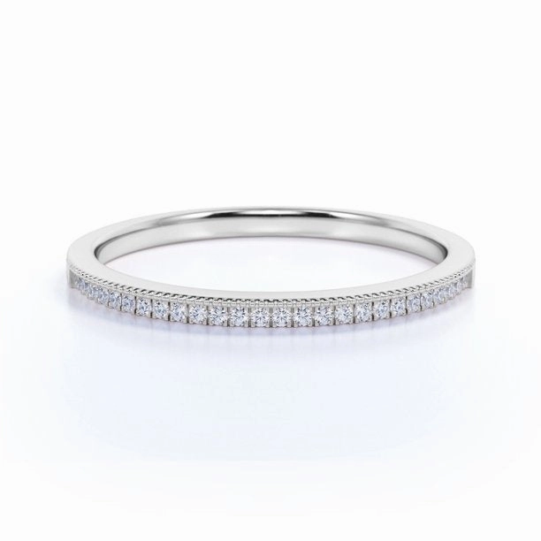 0.30 ct Wedding Band - Stackable Ring - Pave - Dainty Ring Romantic Decoration