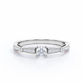0.40 Carat Round Cut Diamond 4 Prong Engagement Ring In White Gold Soft Glimmer