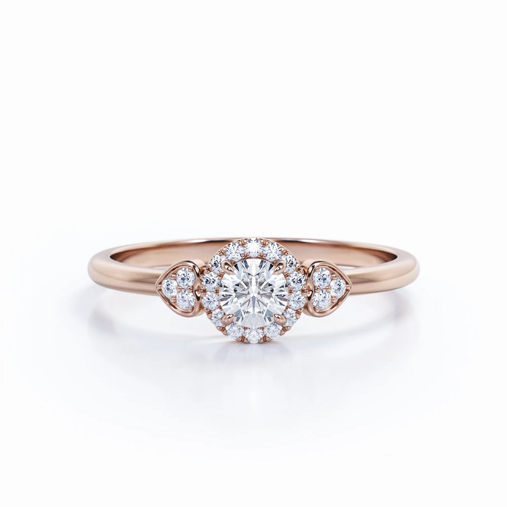 Comfortable Gift Classic Craft 0.45 Carat Round Cut Diamond Halo Engagement Ring In White Gold