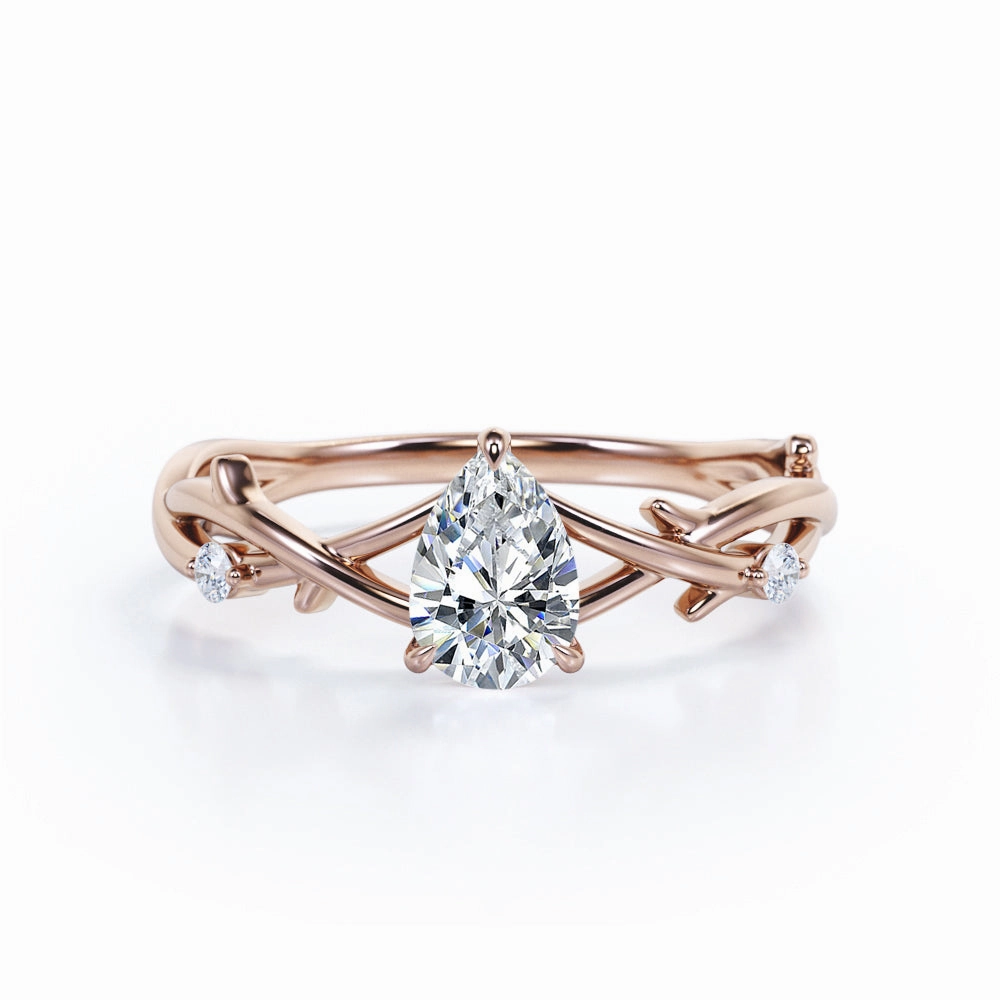 0.50 Ct Pear Cut Diamond Floral Promise Ring Fine Piece All Purpose Fit