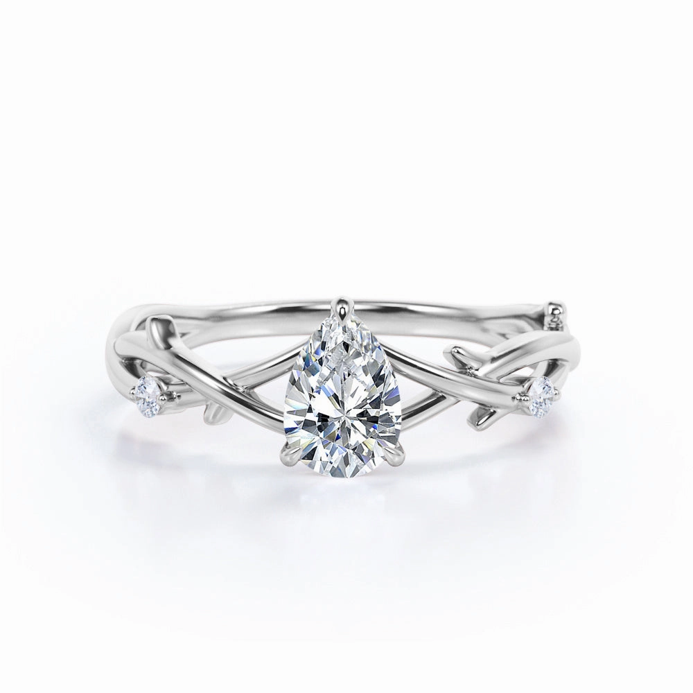 0.50 Ct Pear Cut Diamond Floral Promise Ring Fashion Piece