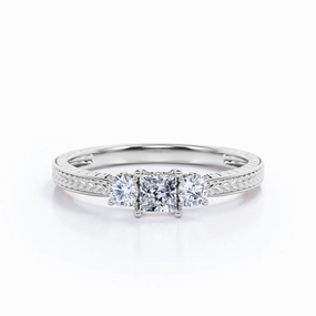 0.50 Ct Princess Cut Diamond Art Deco Engagement Ring Budget Friendly