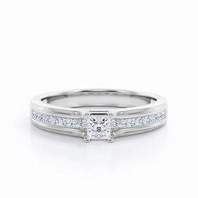 0.50 Ct Princess Cut Diamond Channel Engagement Ring Fine Appearance High Maintenance