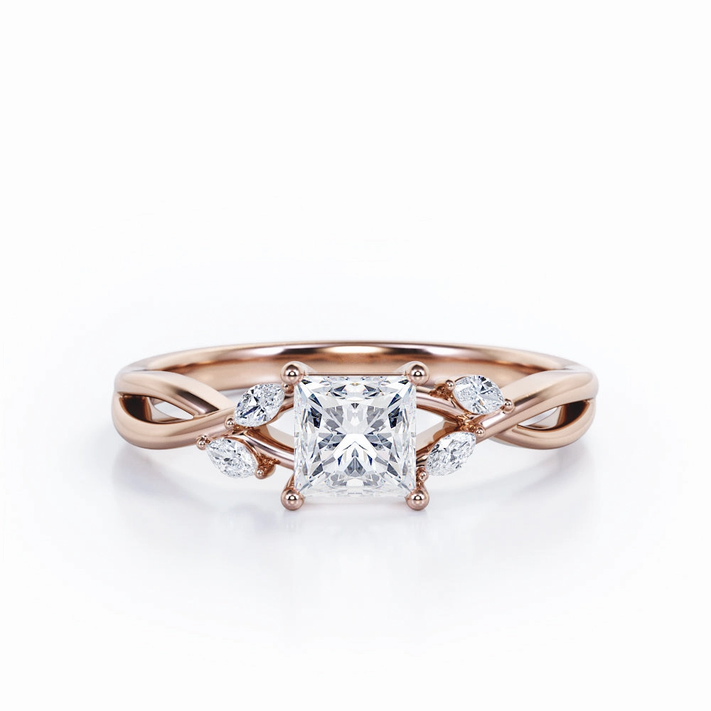 0.50 Ct Princess Cut Diamond Five Stone Engagement Ring Sentimental Accessory