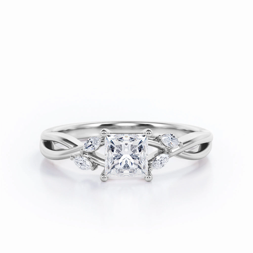 0.50 Ct Princess Cut Diamond Five Stone Engagement Ring Polished Form