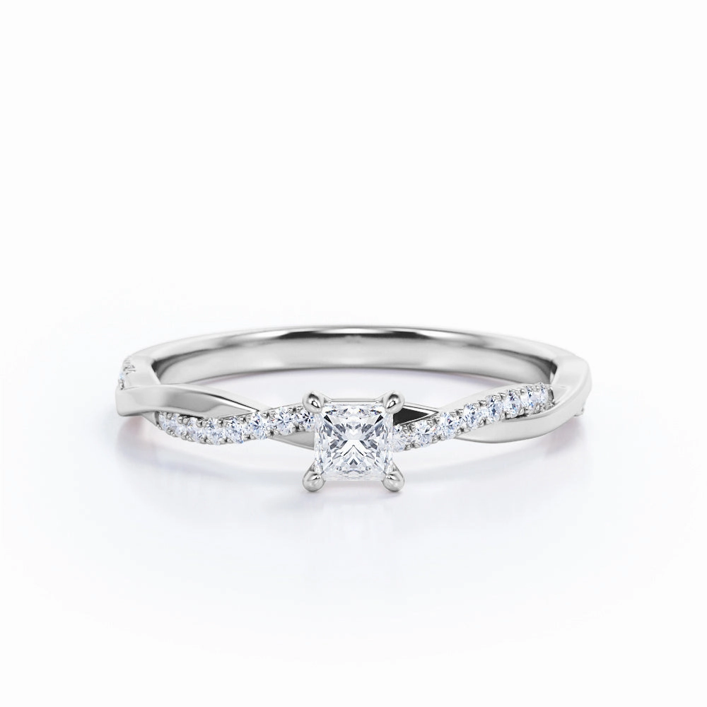 Timeless Product 0.50 Ct Princess Cut Diamond Twist Engagement Ring