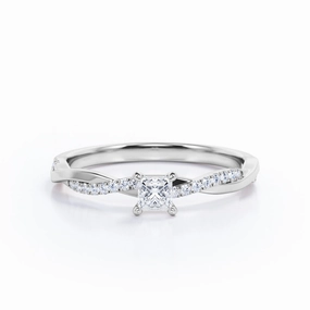 0.50 Ct Princess Cut Diamond Twist Engagement Ring Luxury Choice