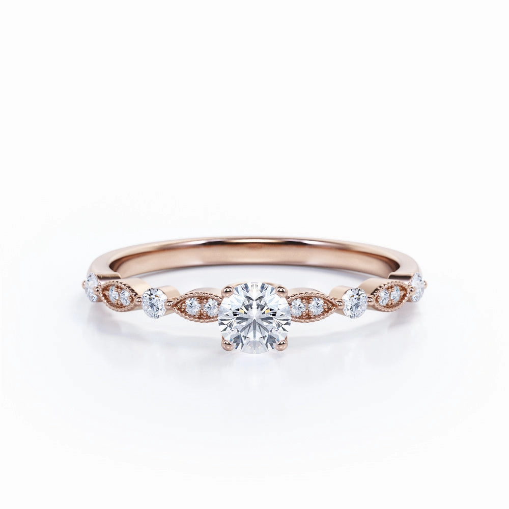 Meaningful Statement Amazing Work 0.50 Ct Round Cut Diamond Antique Engagement Ring