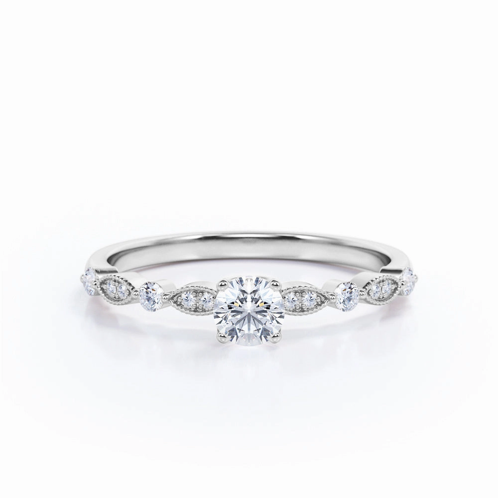 0.50 Ct Round Cut Diamond Antique Engagement Ring Fantastic Style Practical Design