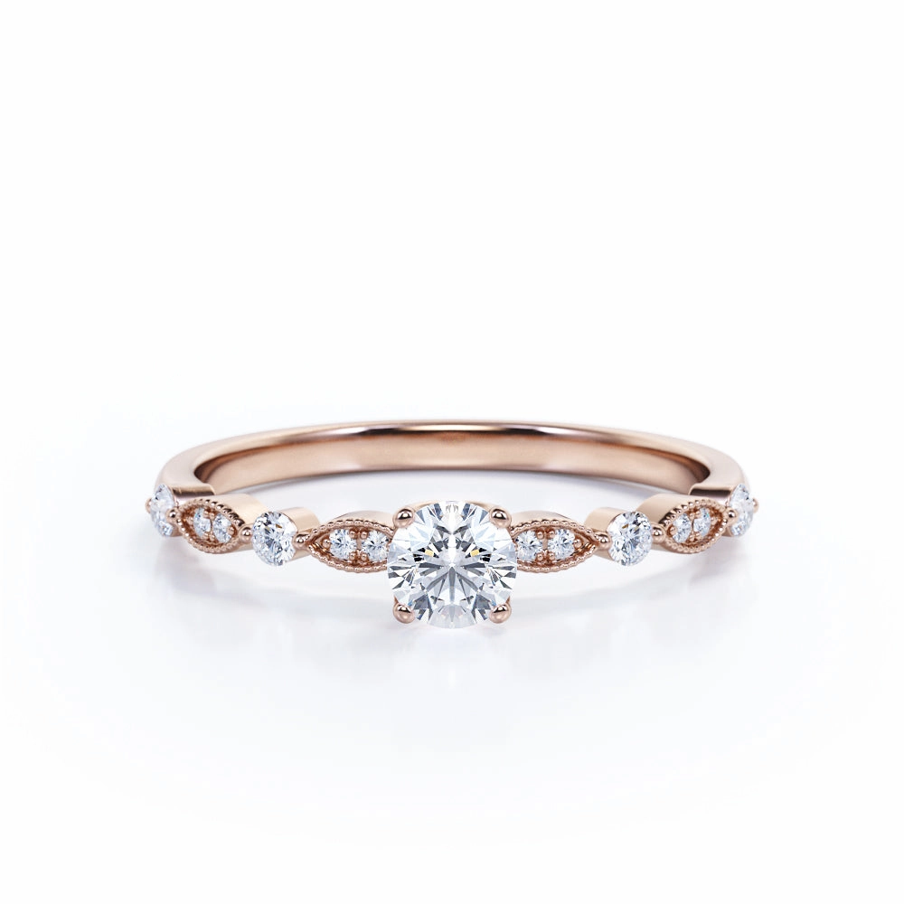 0.50 Ct Round Cut Diamond Antique Engagement Ring Elegant Form Personal Favorite