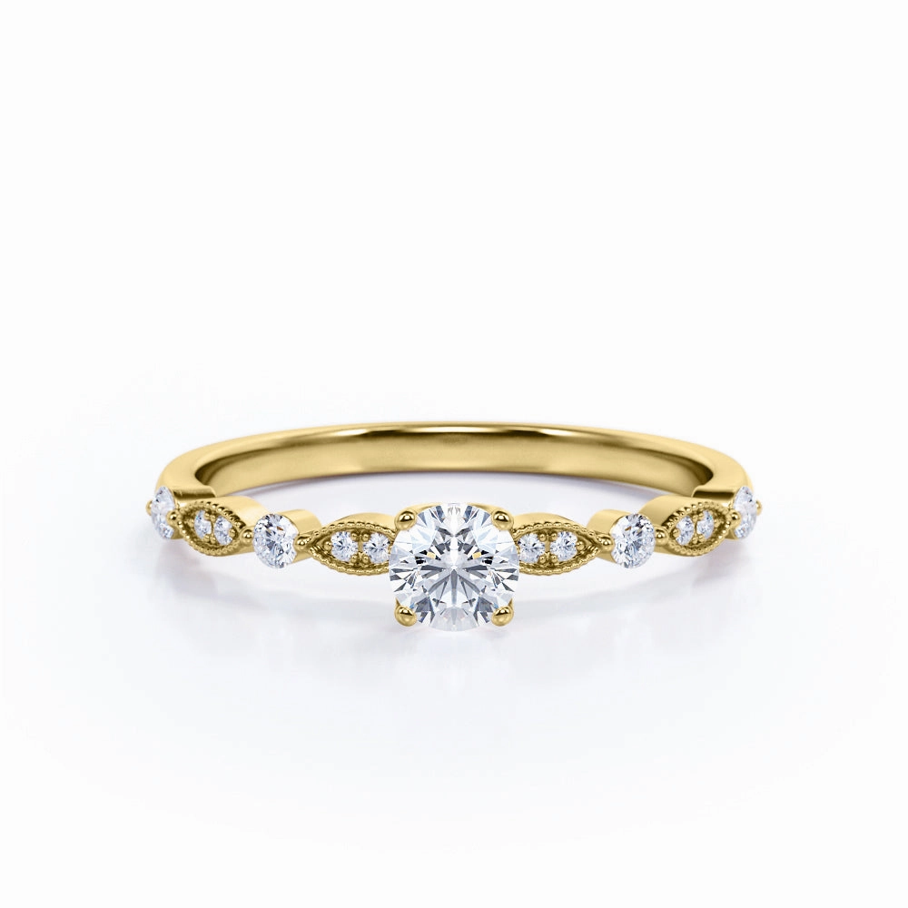 Personal Appearance 0.50 Ct Round Cut Diamond Antique Engagement Ring