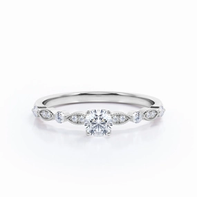 0.50 Ct Round Cut Diamond Antique Engagement Ring Ornate Trinket