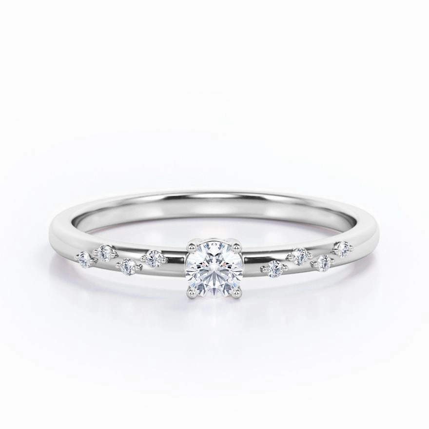 Any Occasion Traditional Symbol 0.50 Ct Round Cut Diamond Dainty Engagement Ring