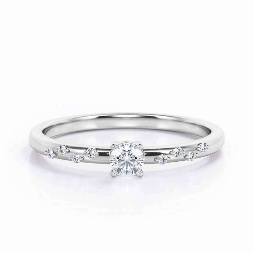 Custom Accessory All Style 0.50 Ct Round Cut Diamond Dainty Engagement Ring