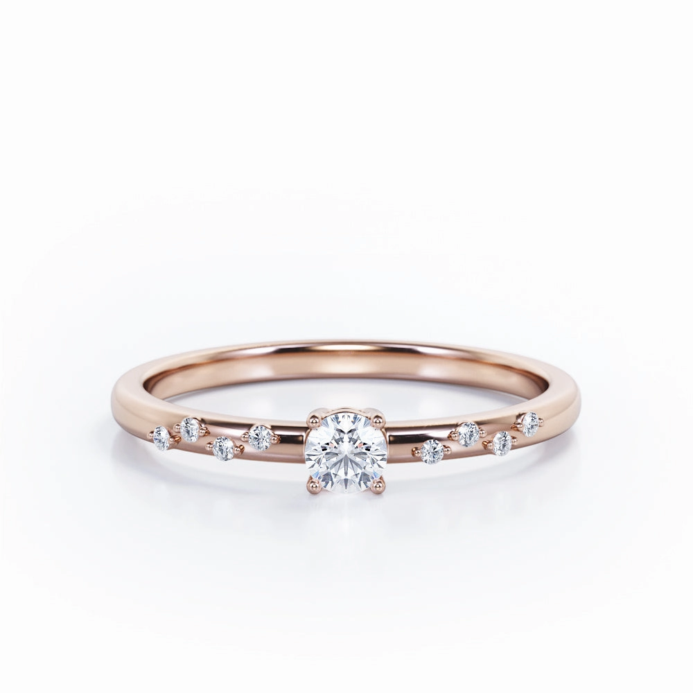 Fantastic Art Refined Flow 0.50 Ct Round Cut Diamond Dainty Engagement Ring