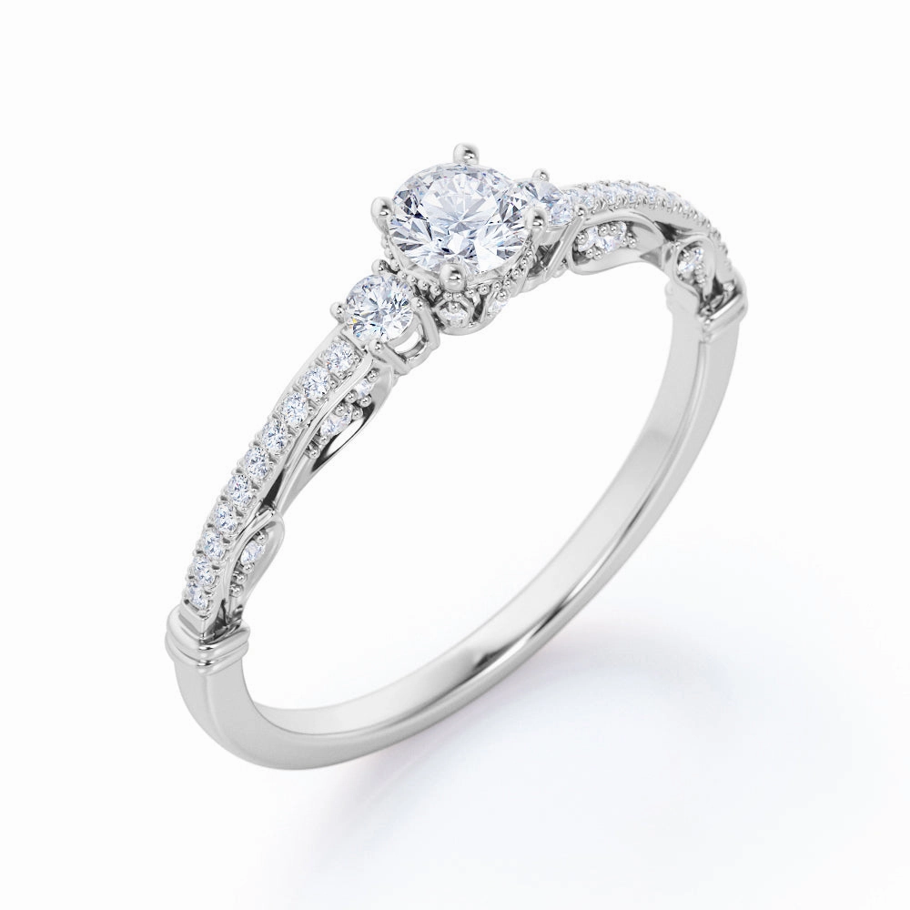 Eternal Adornment 0.50 Ct Round Cut Diamond Trilogy Engagement Ring