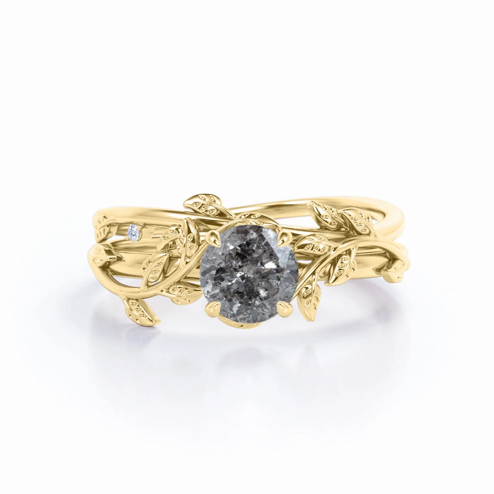 0.50 Ct Round Salt and Pepper Diamond Floral Bridal Set Value Object