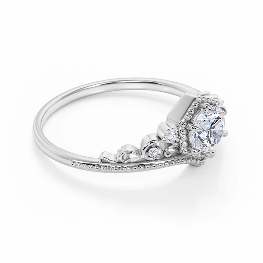 Classic Gift Minimal Motion 0.5 Ct Brilliant Cut Diamond Art Deco Engagement Ring