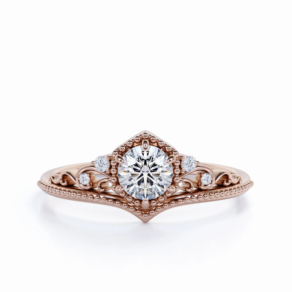 0.5 Ct Brilliant Cut Diamond Art Deco Engagement Ring Delicate Piece Contemporary accessory