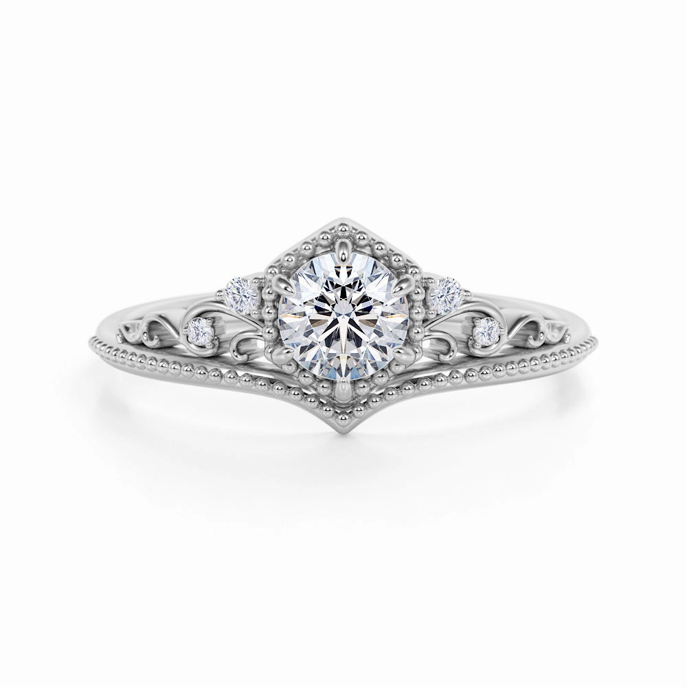 Beloved Gift Luxurious design 0.5 Ct Brilliant Cut Diamond Art Deco Engagement Ring