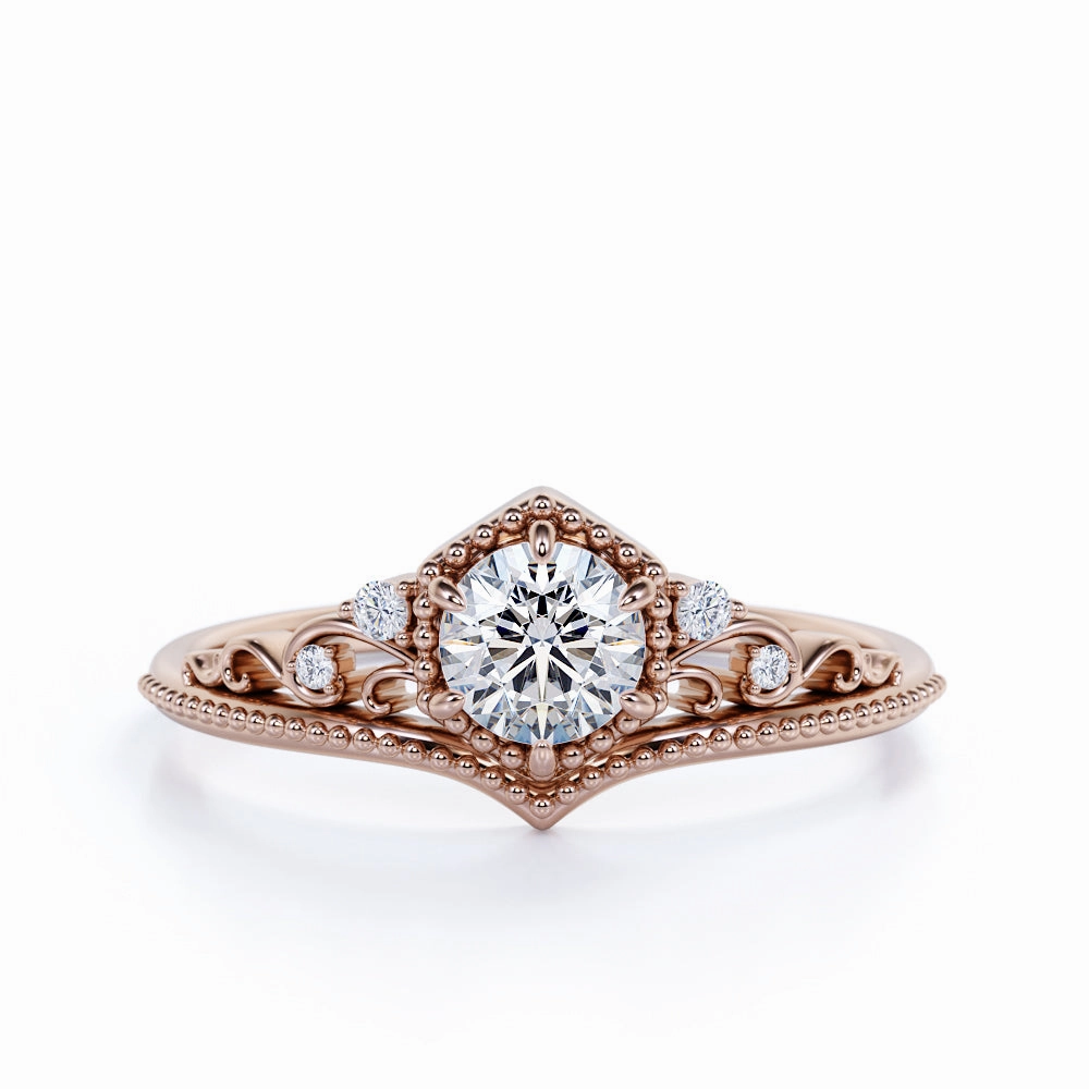 0.5 Ct Brilliant Cut Diamond Art Deco Engagement Ring Fashionable Style