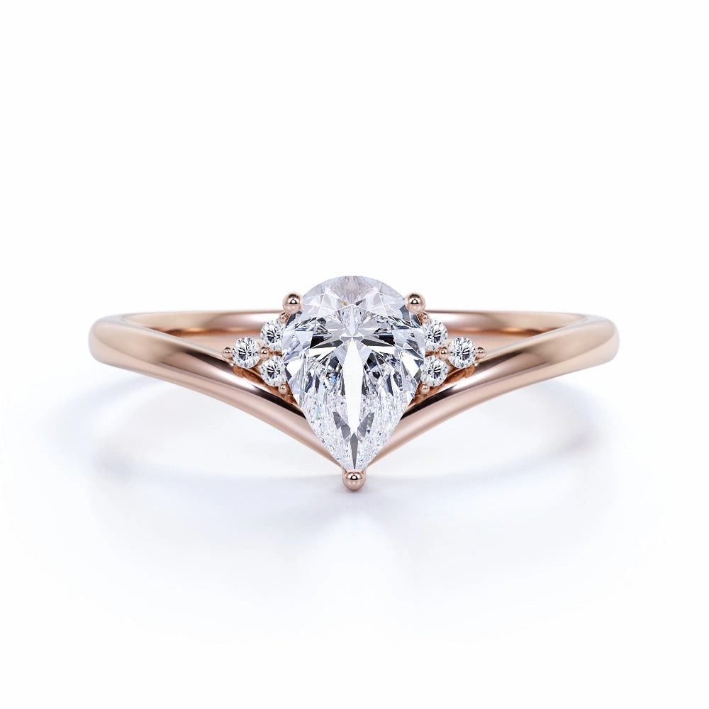 0.5 Ct Pear Cut Diamond Seven Stone Engagement Ring Creative Memento Romantic Occasion