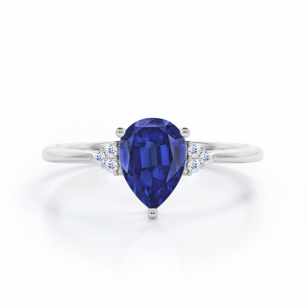 Friendship Jewelry Cool Look 0.5 Ct Pear Cut Lab Sapphire Seven Stone Engagement Ring