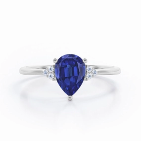 Friendship Jewelry Cool Look 0.5 Ct Pear Cut Lab Sapphire Seven Stone Engagement Ring