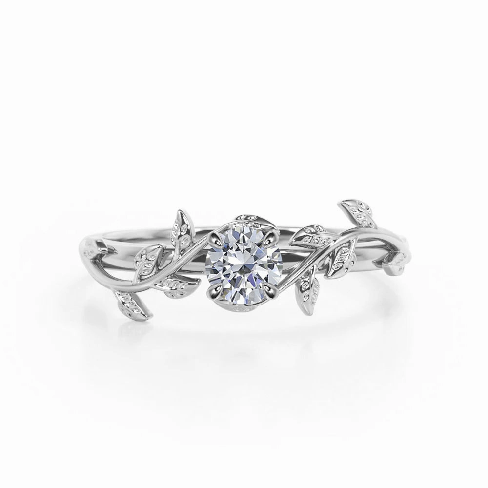 Ready Made Suburban Trend 0.5 Ct Round Cut Diamond Nature Engagement Ring