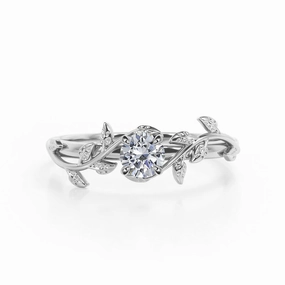 Ornate Keepsake 0.5 Ct Round Cut Diamond Nature Engagement Ring