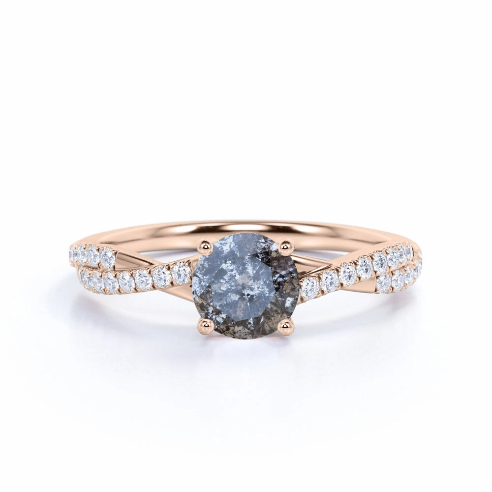 Smart Accessory 0.75 Ct Round Salt and Pepper Diamond Solitaire Engagement Ring