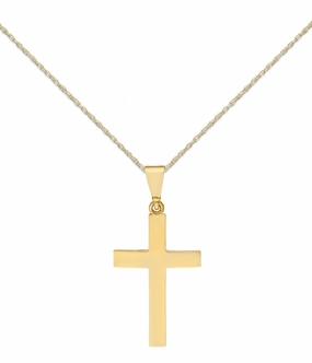 Splendid Item Summer Festival Piece 10k Yellow Gold Straight Edged Cross Necklace 18-inch