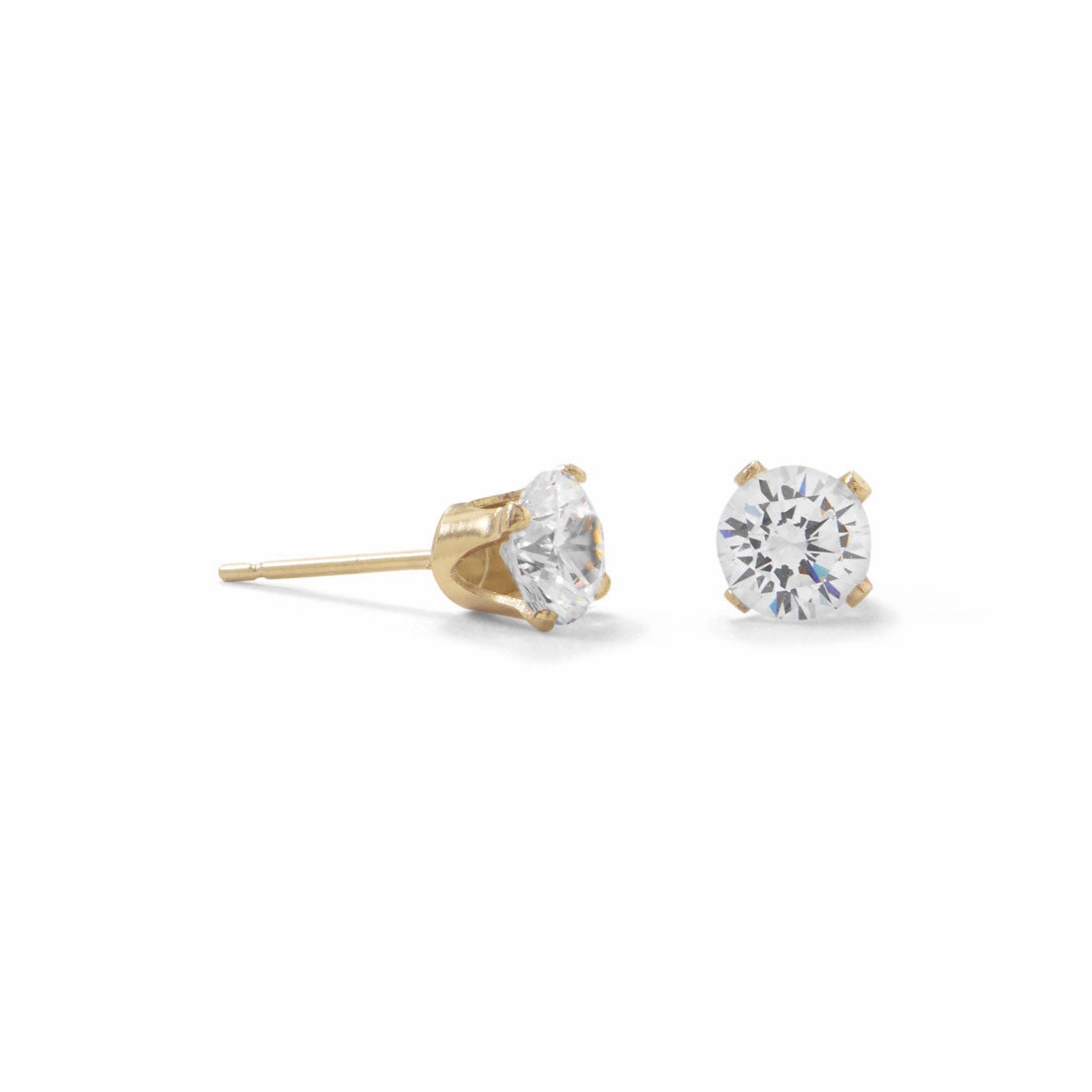 14k Gold-filled Clear Cubic Zirconia Post Stud Earrings 5mm Pearlescent Piece Durable Ornament