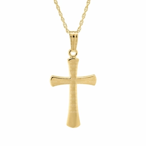 14K Gold Filled Cross with Curved Edge Necklace Handcrafted Art Petite Touch