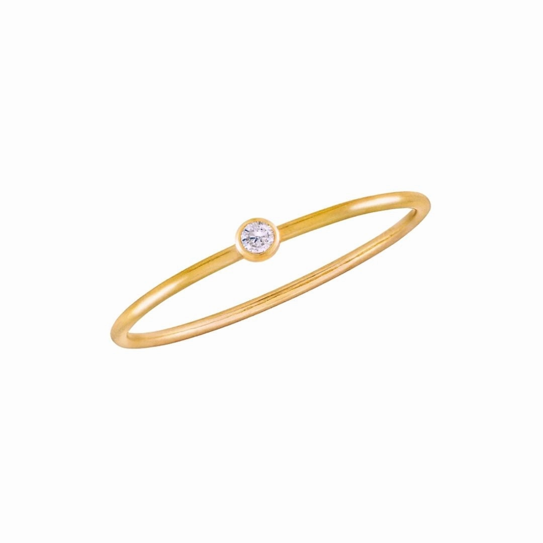 14K Gold Filled Ring with Clear CZ Solitaire Gala Wear Luxury Detail