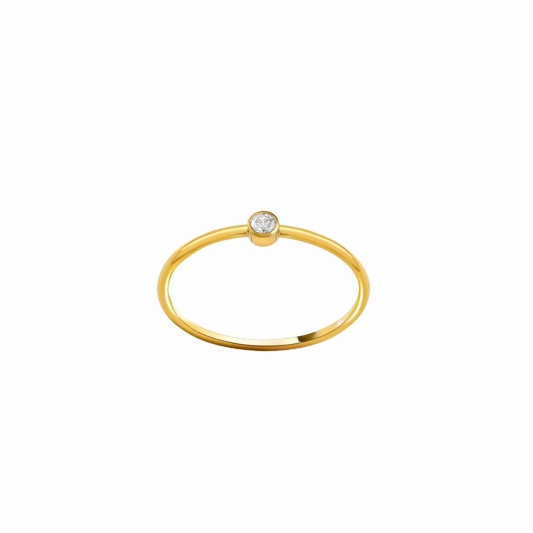14K Gold Filled Ring with Clear CZ Solitaire Chic Object