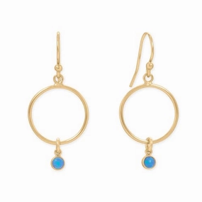 Modern Selection 14k Gold-filled Synthetic Blue Opal Hoop Dangle Earrings