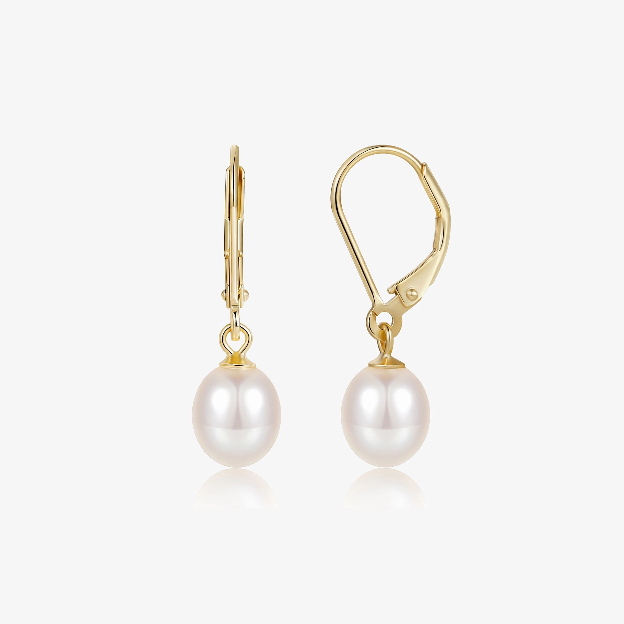 14K Gold Plated Pearl Leverback Dangle Earrings Stylish Option Refined Option