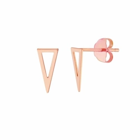 Sparkling Item 14k Rose Gold Open Triangle Pyramid Post Stud Earrings Geometric