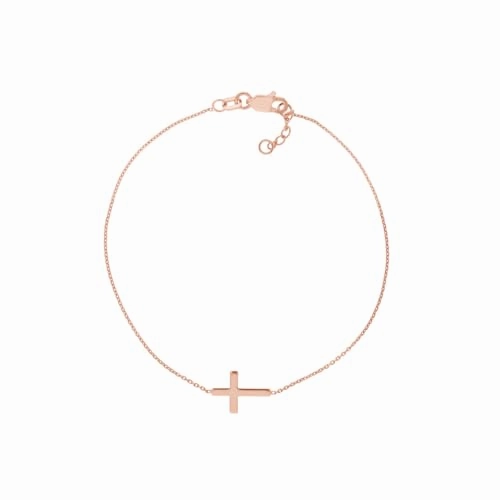 Favorable Combinations 14k Rose Gold Sideways Cross Bracelet Adjustable Length