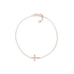 Favorable Combinations 14k Rose Gold Sideways Cross Bracelet Adjustable Length