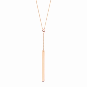 Engagement Style Party Gift 14k Rose Gold Y-style Bar Drop Necklace Adjustable Length