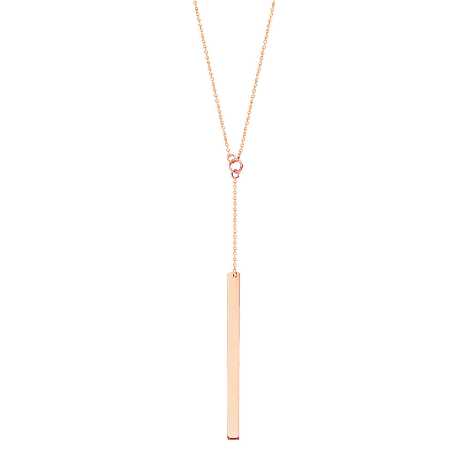 Engagement Style Party Gift 14k Rose Gold Y-style Bar Drop Necklace Adjustable Length