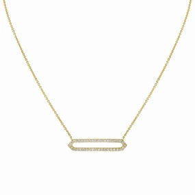 Shiny Jewelry Design Statement Touch 14K Shell Heritage Shell Tip Open Bar Diamond Necklace