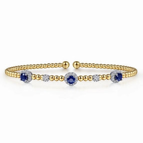 Glam Appeal Travel Style 14K Two-Tone Gold Diamond and Sapphire Bujukan Cuff Bracelet