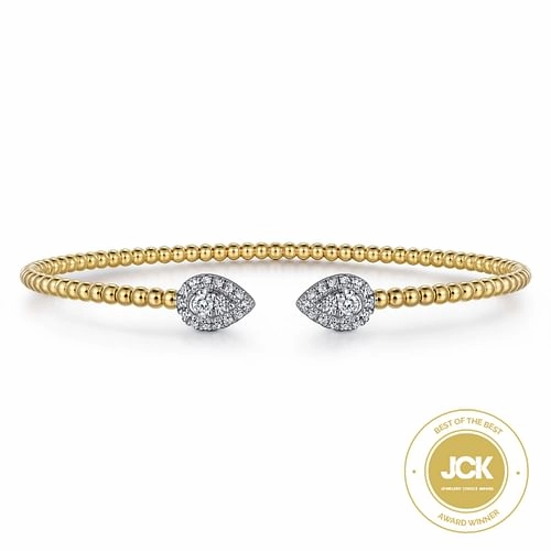 Allure Edge 14K White and Yellow Gold Diamond Pear Shape Bujukan Bangle