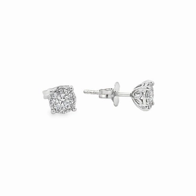 Shine Bright 14K White Gold Diamond Cluster Stud Earrings - 0.30ct
